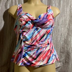 Swimsuits For All Multicolor Striped Swim Top